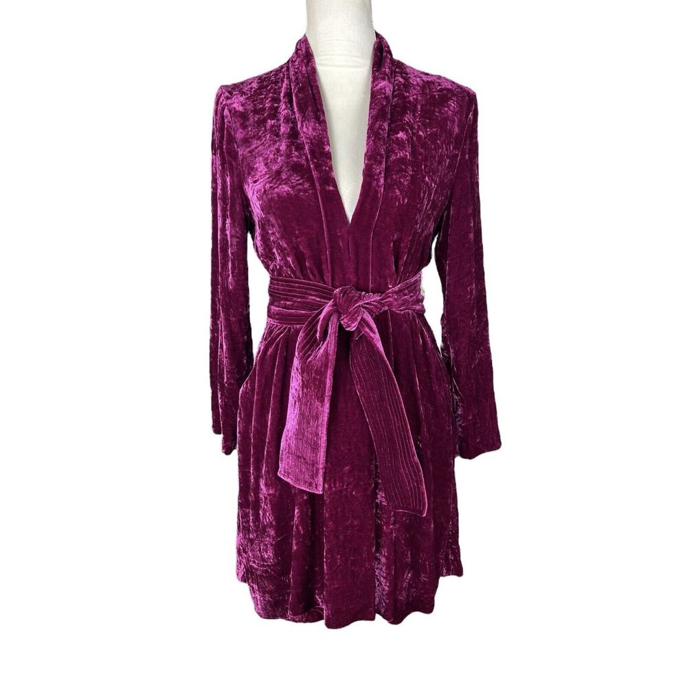 A.L.C. Kiera Pink Velvet Mini Party Cocktail Dress Deep V-Neck Belted Size 0 - Picture 2 of 7